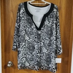 NWT Sag Harbor sheer top over tank, size 1X